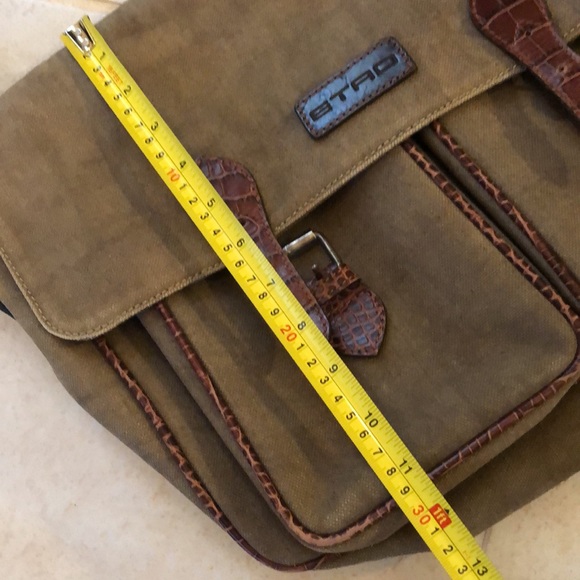 ETRO Unisex Sturdy Canvas Messenger Bag, storage, wide adjustable strap, pockets - Picture 13 of 17